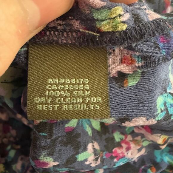 Anthropologie Fei Womens Fairy Grunge Floral Silk Top Size 2 Dark Romantic Belt - Picture 7 of 14